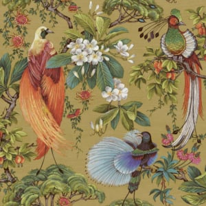 Holden Decor Yasuni Tropical Birds Ochre Wallpaper - 91402