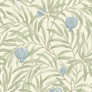 Belgravia Decor Pomegranate Leaf Blue/Green Wallpaper - 9611