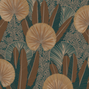 Grandeco Asperia Tropical Leaf Brown/Orange Wallpaper - A54703