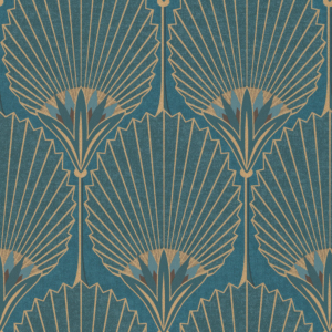 Grandeco Asperia Nile Palm Fan Teal/Gold Wallpaper - A54902
