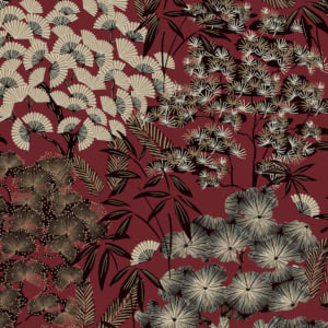 Grandeco Ciara Hisae Floral Red/Black Wallpaper - A63003
