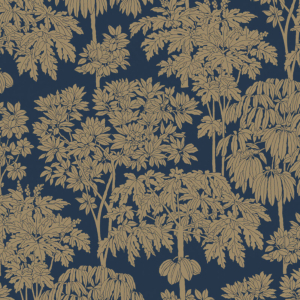 Grandeco Ciara Tonal Trees Blue/Gold Wallpaper - A63404