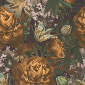 Galerie Antique Floral Motif Yellow/Green Wallpaper - BW51001