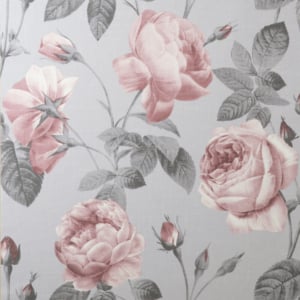 Crown Eden Floral Pink/Grey Wallpaper - M1647