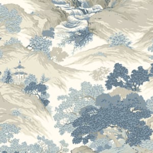 Crown Oriental Landscape China Blue Wallpaper - M1190