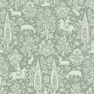 Crown Woodland Floral Sage Green Wallpaper - M1167