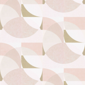 Elle Decoration Geometric Circles Blush Pink/Gold/Cream Wallpaper - 10150-05