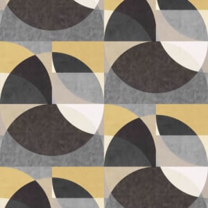 Elle Decoration Geometric Circles Gold/Grey/Cream Wallpaper - 10150-15