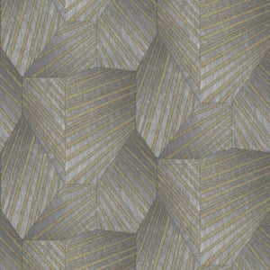 Elle Decoration Geometric Triangles Grey/Gold Metallic Wallpaper - 10152-10