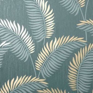 Fine Decor Cascade Leaf Emerald/Gold Metallic Wallpaper - FD42840