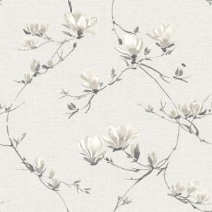 Detailed flat swatch of Fine Decor Isla Trail in warm white highlighting the luxury textured vinyl.