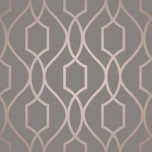 Fine Decor Apex Trellis Copper/Charcoal Metallic Wallpaper - FD41998