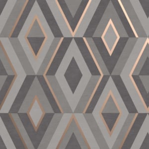 Fine Decor Shard Geometric Charcoal/Rose Metallic Wallpaper - FD42607