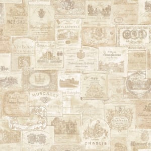 Galerie Nostalgie Wine Labels Beige Wallpaper - G56174