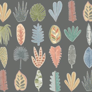 Ohpopsi Glasshouse Leaf Boogie Charcoal Mix Wallpaper - GHS50107W
