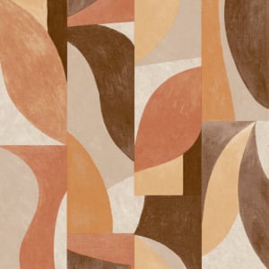Grandeco Dufy Geometric Terracotta Multi Wallpaper - A50602