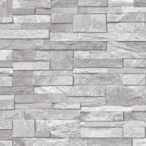 Grandeco 3D Stone Effect Light Grey Wallpaper - A17202