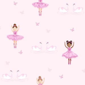 Holden Decor Ballerina Dancer Pink Glitter Wallpaper - 12460