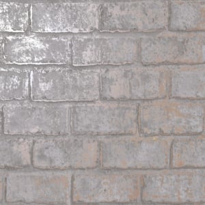 Holden Decor Glistening Brick Slate/Rose Gold Metallic Wallpaper - 12951