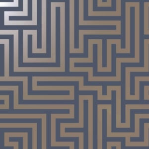 Holden Decor Glistening Maze Navy/Gold Metallic Wallpaper - 12913