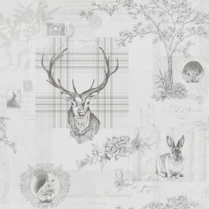 Holden Decor Richmond Highland Stag Grey/Charcoal Wallpaper - 98013