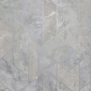 Holden Decor Zarci Marble Geo Grey/Silver Metallic Wallpaper - 36122