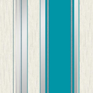 Crown Synergy Stripe Teal/Silver Glitter Wallpaper - M0801