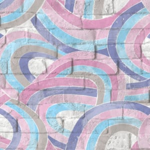 Muriva Pop Graffiti Curve Brick Pink/Purple Metallic Wallpaper - M45406