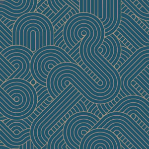 Muriva Orbis Geometric Blue/Gold Metallic Wallpaper - M61601