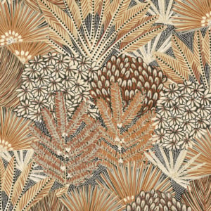 Grandeco Muse Mael Leaves Brown/Beige Metallic Wallpaper - MU3305