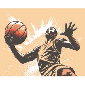 Origin Graphic Basketball Player Orange Wall Mural - MUR321