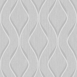 Muriva Indra Geo Wave Grey/Silver Metallic Wallpaper - 154112