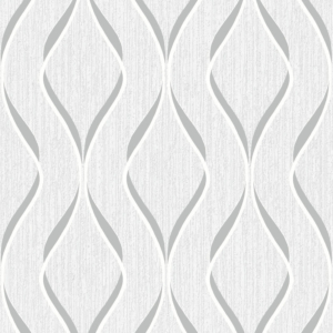 Muriva Indra Geo Wave White/Silver Metallic Wallpaper - 154111