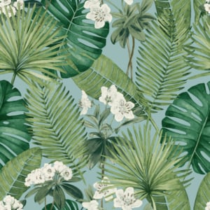 Muriva Isla Leaf Blue/Green Wallpaper - M37801