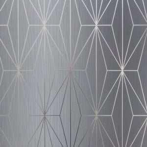 Muriva Kayla Geometric Grey/Gunmetal Foil Metallic Wallpaper - 703014