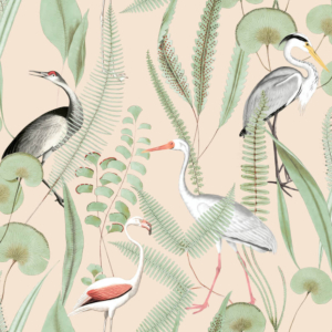 Muriva Kivu Shorebirds Pink Multi Wallpaper - M37403
