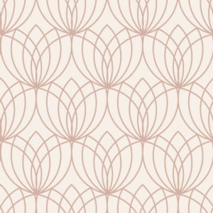 Muriva Lotus Geometric Cream/Rose Metallic Wallpaper - 148504
