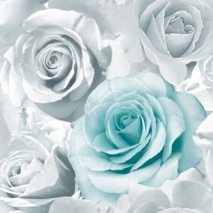 Muriva Madison Rose Floral Aqua Glitter Wallpaper - 139523