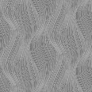 Muriva Orla Geometric Wave Slate Glitter Wallpaper - 153107