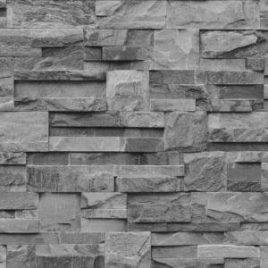 Muriva Stone Brick Effect Grey Wallpaper  - J27409