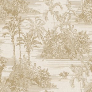 Muriva Tropical Toile Beige/Gold Metallic Wallpaper - M37302