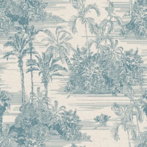 Muriva Tropical Toile Cream/Blue Wallpaper - M37311
