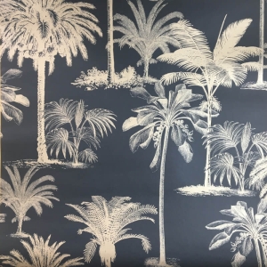 Nina Home Tropical Palms Charcoal/Gold Metallic Wallpaper - N10800