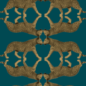 Galerie Enchanted Sabor Leopard Teal Metallic Wallpaper - NHW1034
