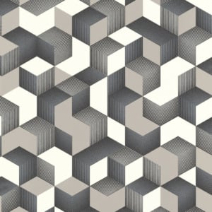 Rasch Denzo Geometric 3D Effect Grey/Silver Metallic Wallpaper - 403923