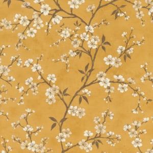 Rasch Denzo II Floral Blossom Mustard/Cream Wallpaper - 456721