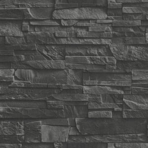 Rasch Factory Slate Brick Faux 3D Effect Graphite Wallpaper - 475036