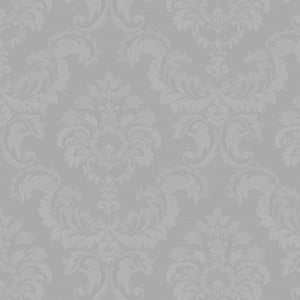 Galerie Simply Silks 4 Feathered Damask Silver Metallic Wallpaper - SK34746