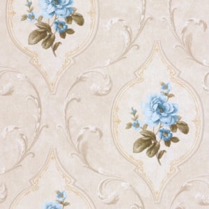 SK Filson Madelyn Floral Cameo Blue/Stone Wallpaper - DE41445