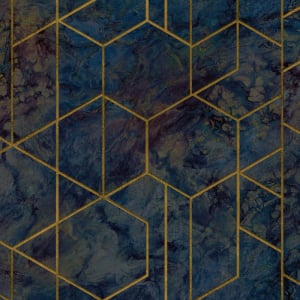Grandeco Grand Onyx Geo Navy Metallic Wallpaper - WL2503